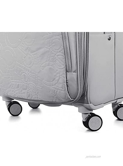 Cloe Carry-On 20 inch Embroidered Nylon Luggage in Gray Color