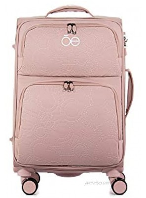 Cloe Carry-On 20 inch Embroidered Nylon Luggage in Pink Color