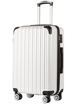 Coolife Luggage Expandableonly 28" Suitcase PC+ABS Spinner 20in 24in 28in Carry on white grid new S20in_carry on