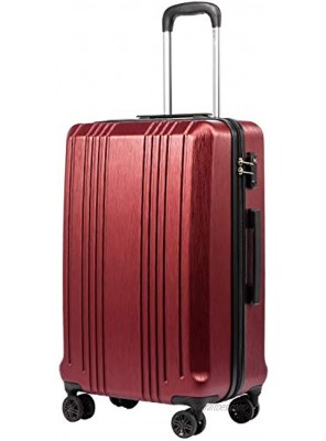 Coolife Luggage Suitcase PC+ABS with TSA Lock Spinner Carry on Hardshell Lightweight 20in 24in 28in wine red L28IN
