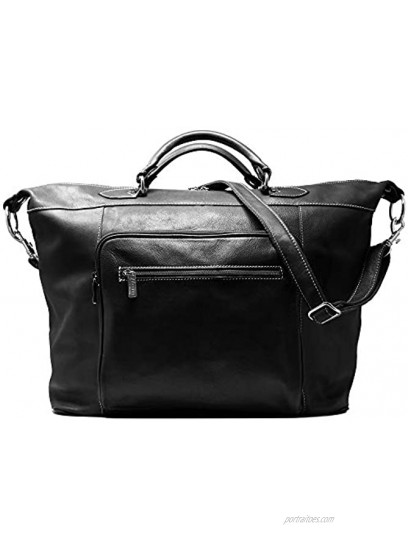 Floto Piana Front Pocket Leather Travel Duffle Bag Luggage Carryon Black