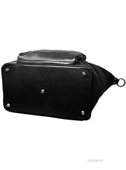 Floto Piana Front Pocket Leather Travel Duffle Bag Luggage Carryon Black