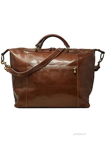 Floto Piana Front Pocket Leather Travel Duffle Bag Luggage Carryon Vecchio Brown