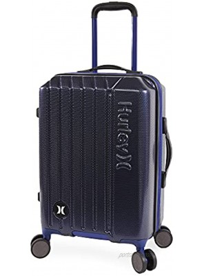 Hurley Swiper Hardside Spinner Luggage Navy Blue Carry-On 21-Inch