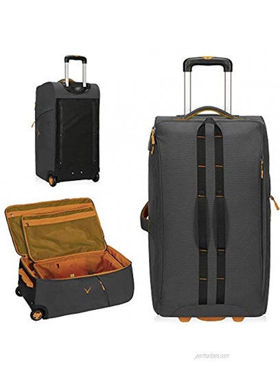 Hynes Eagle Carry on Luggage Rolling Wheeled Duffel Bag Softside Luggage Checked Suitcase 2pcs Set21 26,34+64L,Grey