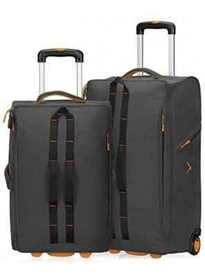Hynes Eagle Carry on Luggage Rolling Wheeled Duffel Bag Softside Luggage Checked Suitcase 2pcs Set21" 26",34+64L,Grey