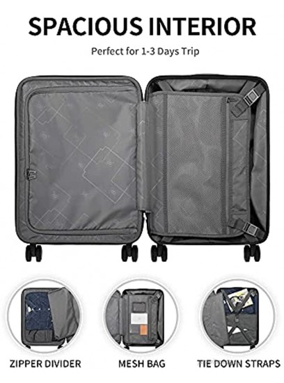 LEVEL8 Grace EXT Carry On Luggage 20” Expandable Hardside Suitcase ABS+PC Harshell Spinner Luggage with TSA Lock Spinner Wheels Blue 20-Inch Carry-On