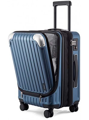 LEVEL8 Grace EXT Carry On Luggage 20” Expandable Hardside Suitcase ABS+PC Harshell Spinner Luggage with TSA Lock Spinner Wheels Blue 20-Inch Carry-On