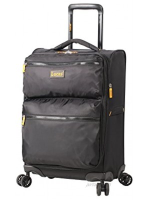 Lucas Ultra Lightweight Carry On Softside 20 Inch Expandable Luggage Small Rolling Bag Fits Most Airline Compartments Durable 8-Spinner Wheels Suitcase Black