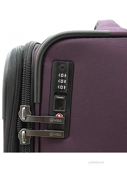 M&A Encore Wide Trolley Spinner Luggage with TSA Lock Purple 2-Piece Set 20 28