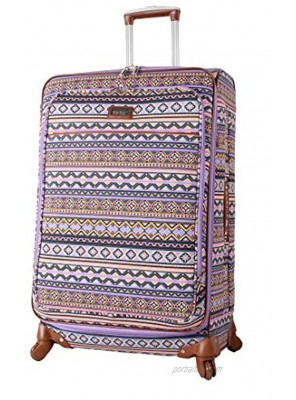 Nicole Miller New York Luggage Collection Designer Lightweight Softside Expandable Suitcase- 24 Inch Carry On Bag with 4-Rolling Spinner Wheels Chantelle Purple