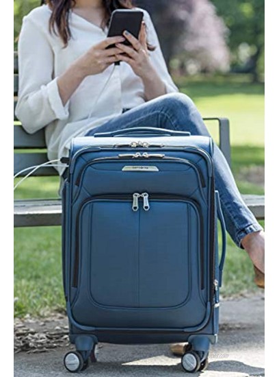 Samsonite Solyte DLX Softside Expandable Luggage with Spinner Wheels Mediterranean Blue Carry-On 20-Inch