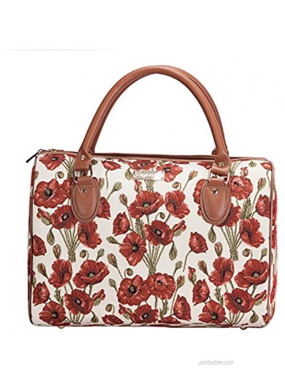 Signare Tapestry Duffle Bag Overnight Bags Weekend Bag for Women with Poppy Flower Design TRAV-POP