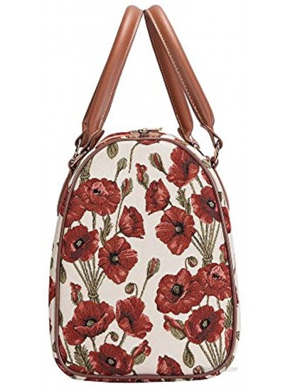 Signare Tapestry Duffle Bag Overnight Bags Weekend Bag for Women with Poppy Flower Design TRAV-POP