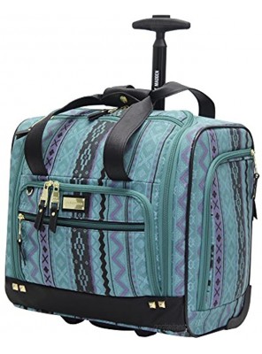 Steve Madden Designer 15 Inch Carry on Suitcase- Small Weekender Overnight Business Travel Luggage- Lightweight 2- Rolling Spinner Wheels Under Seat Bag for Women Legends Teal
