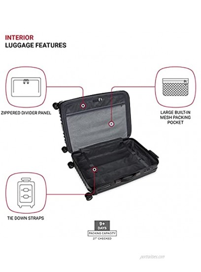 SwissGear 7910 Hardside Expandable Spinner Wheel Luggage with TSA Lock Black Checked-Large 27-Inch