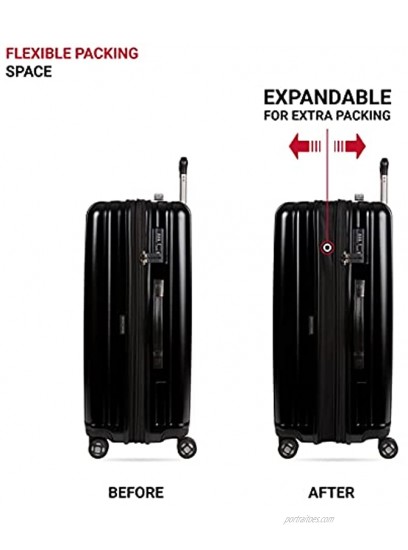 SwissGear 7910 Hardside Expandable Spinner Wheel Luggage with TSA Lock Black Checked-Large 27-Inch