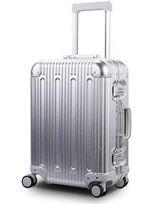 Travelking All Aluminum Carry On Luggage with TSA Locks Fashion Cool Metal Hard Shell Spinner Suitcase  Silver  20 Inch