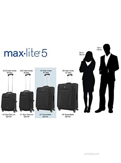 Travelpro Maxlite 5 Softside Expandable Spinner Wheel Luggage Black Checked-Medium 25-Inch