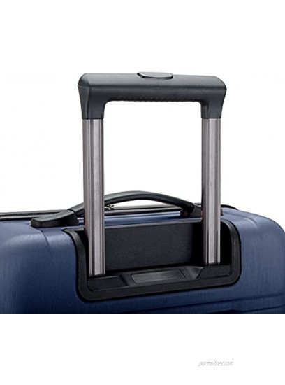 U.S. Traveler Boren Polycarbonate Hardside Rugged Travel Suitcase Luggage with 8 Spinner Wheels Aluminum Handle Navy Carry-on 22-Inch