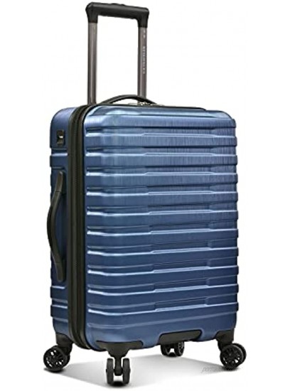 U.S. Traveler Boren Polycarbonate Hardside Rugged Travel Suitcase Luggage with 8 Spinner Wheels Aluminum Handle Navy Carry-on 22-Inch