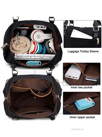 Women Weekender Bag Carry on Travel Duffle Tote in Trolley Handle