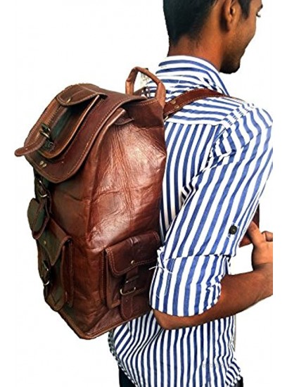18 Leather Backpack Travel rucksack knapsack daypack Bag for men women