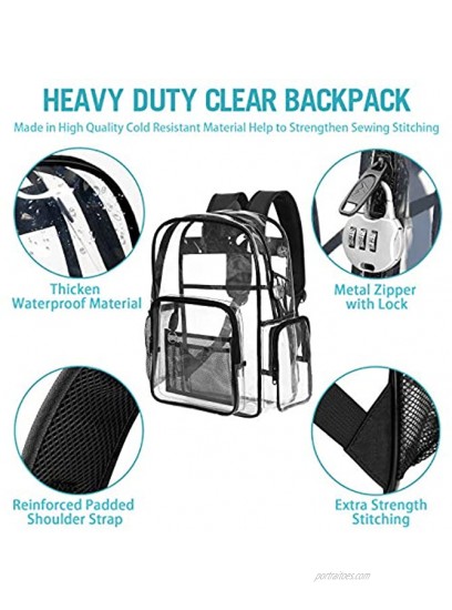 Clear Backpack 15.6 Inch Transparent Bookbag with Lock for Girls Women Gifts