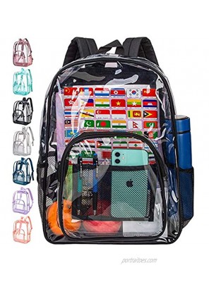 Clear Backpack Transparent Bookbag Heavy Duty Black