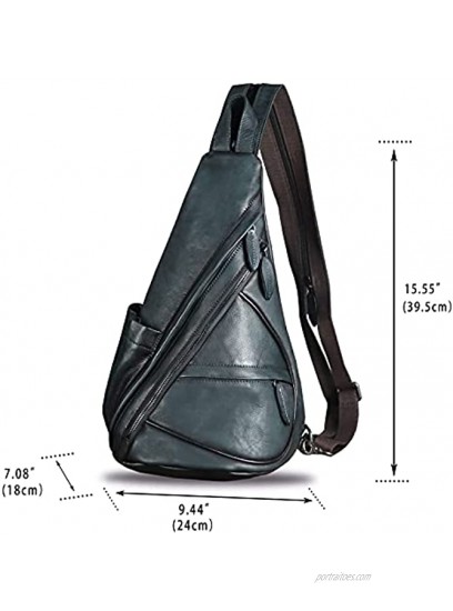 Genuine Leather Sling Bag Casual Shoulder Hiking Backpack Vintage Handmade Crossbody Bag Retro Chest Daypack Convertible Backpack Grey
