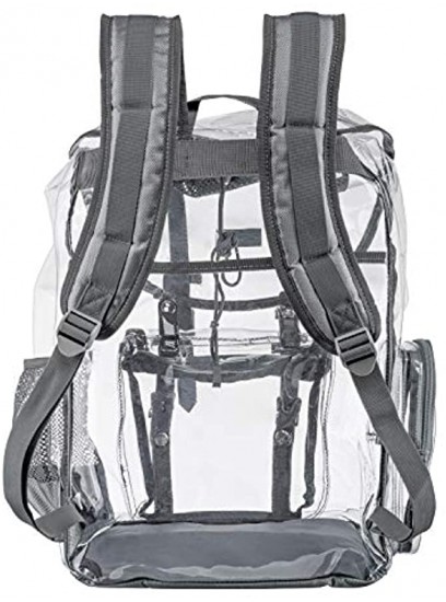 Heavy Duty Clear Backpack with Front Pocket Steel Gray