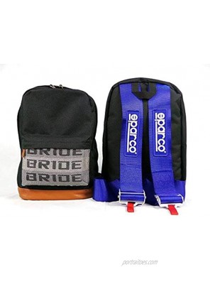 Kei Project Bride Racing Backpack Brown Bottom with SPR Harness Straps Blue