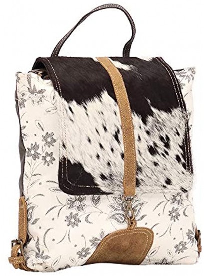 Myra Bag Bloom Bleach Upcycled Canvas & Cowhide Backpack S-1504