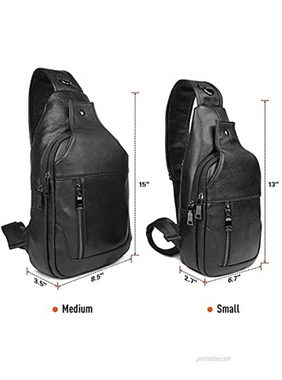 Polare Cowhide Leather Waterproof Casual Daypack Sling Shoulder Chest Crossbody Bag For Men