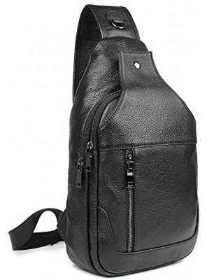Polare Cowhide Leather Waterproof Casual Daypack Sling Shoulder Chest Crossbody Bag For Men