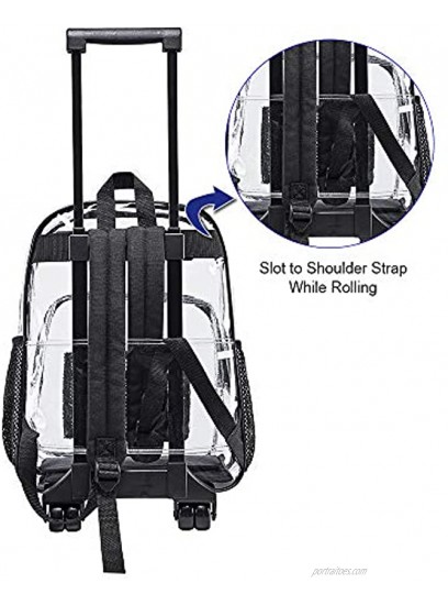 Rolling Clear Backpack Heavy Duty Cold-Resistant Security Transparent PVC Backpack with Wheels