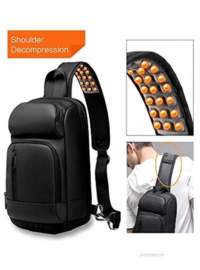 Sling Backpack for Men Cross Body Shoulder Bag with USB Waterproof Lightweight