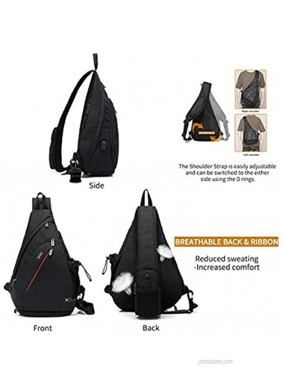 Tudequ Crossbody Backpack Sling Bag Hiking Daypack with WET Pocket Men Women