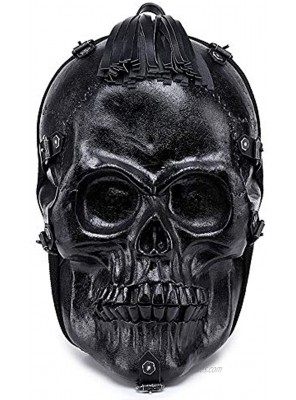 USAMYNA HANXIUCAO 3D Stereo Skull Backpack PU Backpack Waterproof Silicone Embossed Ghost Head Knapsack Black Medium