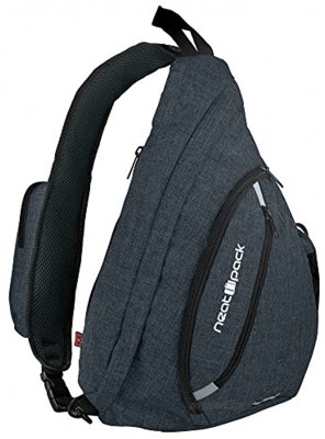 Versatile Canvas Sling Bag Travel Backpack | Wear Over Shoulder or Crossbody Black