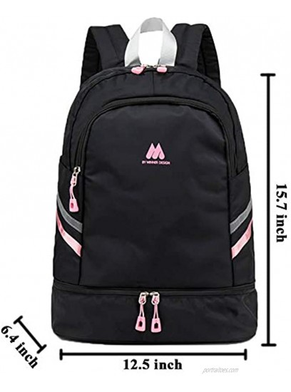 Women Sports Backpack Gym Bag with Shoe Compartment Wet Pocket Travel Backpacks