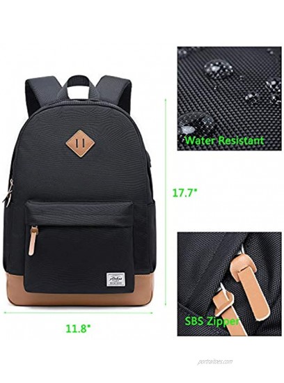Abshoo Classical Basic Womens Travel Backpack for College Men Water Resistant Laptop School Bookbag USB Black