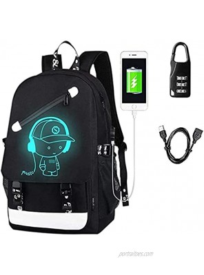 Anime Luminous Backpack Noctilucent School Bags Daypack USB chargeing port Laptop Bag Handbag For Boys Girls Men Women Music boy 2