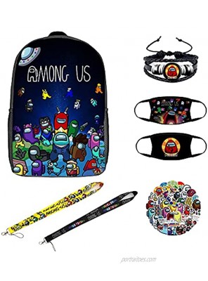 Backpack Cartoon Anime Gift Set Contain 17 Inch Light Backpack 50 Pcs Sticker 2 Anime Face Cover 2 Lanyard and Wristband