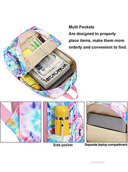 Backpack for Teen Girls School College Laptop Bookbags Tie Dye School Bags for Women College Backpack Tie-dye Blue-2pcs