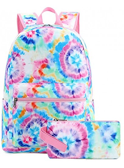 Backpack for Teen Girls School College Laptop Bookbags Tie Dye School Bags for Women College Backpack Tie-dye Blue-2pcs