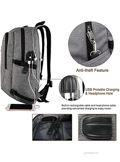 Cafele Laptop Backpack Anti-Theft Water Resistant Bookbag for Trip School w USB