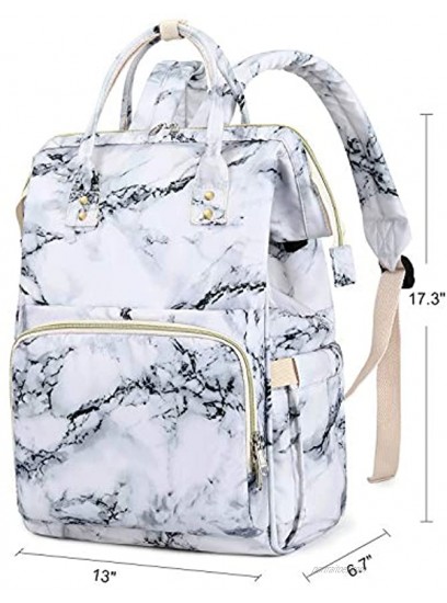 CAMTOP 15.6 Inch Laptop Backpack for Women &Girls Stylish School Backpack with USB Port College Fashion Casual Daypack Lightweight Business Work Bag Travel Computer Backpack with Luggage StrapMarble