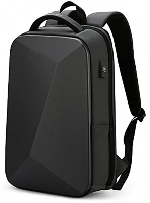 FENRUIEN Anti-Theft Hard Shell Backpack 15.6-Inch,Expandable Slim Business Travel Laptop Backpack for Men,Waterproof Black Laptop Bag with USB Port