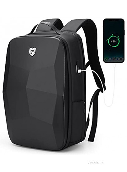 FENRUIEN Hard Shell Backpack 17.3 Inch Anti-theft Business Laptop Backpack for Men with TSA LockUSB Charging Port for College Trip Work Black